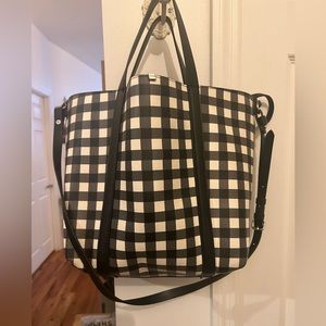 Zara reversible faux leather tote with zipper pouch